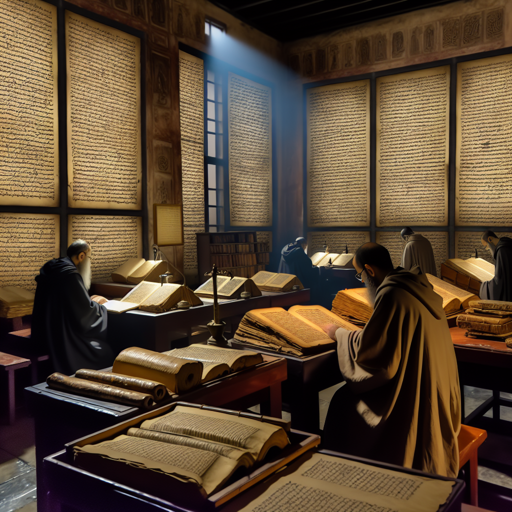 Scholars studying ancient texts